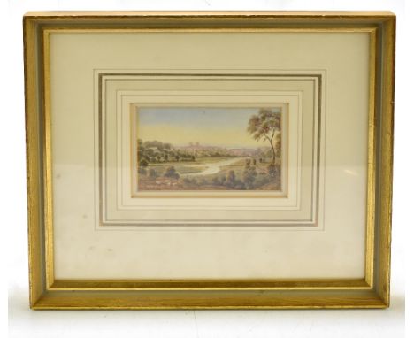 19TH CENTURY ENGLISH SCHOOL; watercolour, Roman Campagna landscape with the river Tiber in valley and hilltop town beyond, un