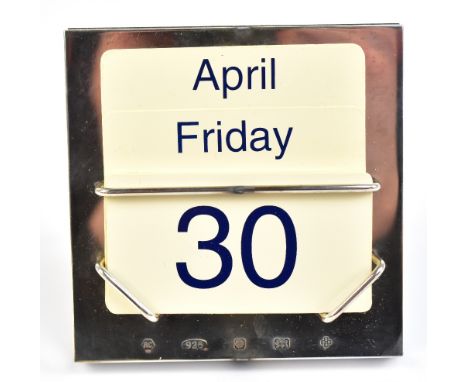 CARR'S; an Elizabeth II Millennium hallmarked silver mounted perpetual calendar with complete set of cards and easel back, Sh