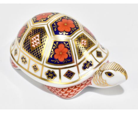 ROYAL CROWN DERBY; a tortoise paperweight, first quality stopper, printed marks to base.Additional InformationSome very light