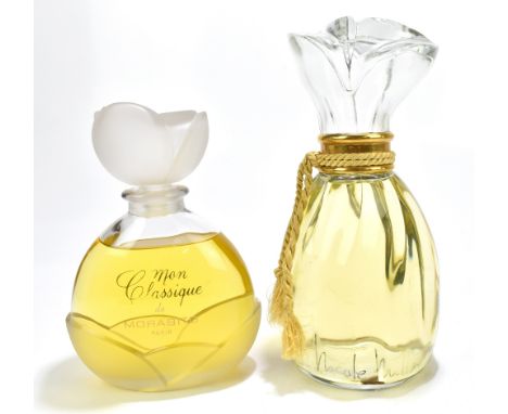 NICOLE MILLER; a giant heavy glass vintage display dummy perfume factice decorated with rope, circa 1993, height 12"/31cm, an