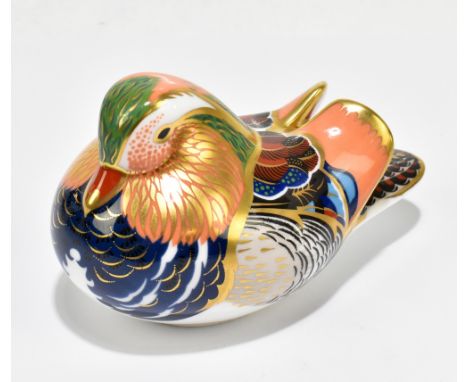 ROYAL CROWN DERBY; a duck paperweight, first quality with gold stopper, printed marks to base.Additional InformationLight gen