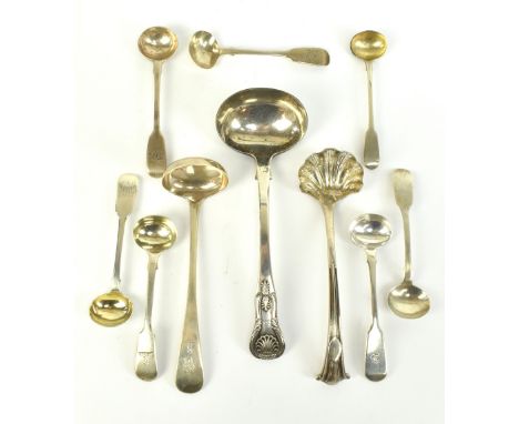 A Victorian hallmarked silver sauce ladle in the King's pattern, Edinburgh 1854, a similar smaller example by Wilson &amp; Sh