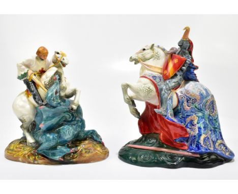 ROYAL DOULTON; two figures HN2041 'The Broken Lance' and HN2051 'St George', both with printed marks to bases (2).Additional 