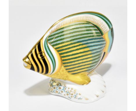 ROYAL CROWN DERBY; a 'Pinstripe Fish' paperweight, no.595/2500, first quality with gold stopper, printed marks to base.Additi