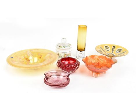 A collection of 19th century and later glassware&nbsp;including a Bohemian pedestal comport with engraved gilt floral detail,