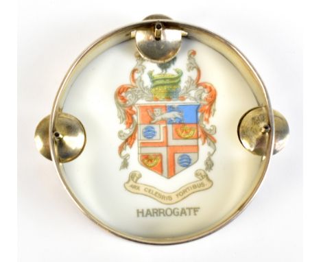 WILLIAM HAIR HASELER; an Edward VII hallmarked silver miniature tambourine, marked with the town crest of Harrogate to revers