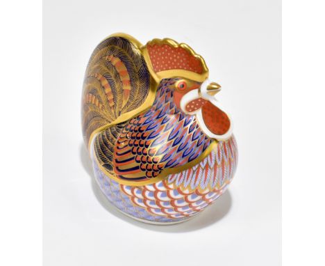 ROYAL CROWN DERBY; a cockerel paperweight, first quality with gold stopper, printed marks to base.Additional InformationLight