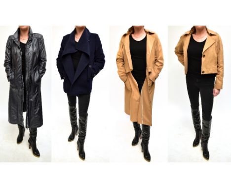 JAEGER; a short navy blue 100% wool single breasted jacket with front pockets,&nbsp;a ME+EM&nbsp; two-way cotton beige trench