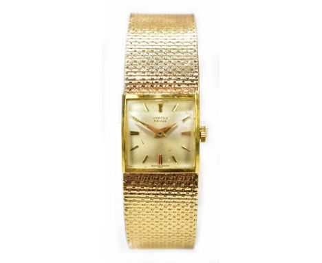 VERTEX; a lady's 9ct gold automatic wristwatch, the square dial set with quarter Roman numerals and batons, diameter of dial 