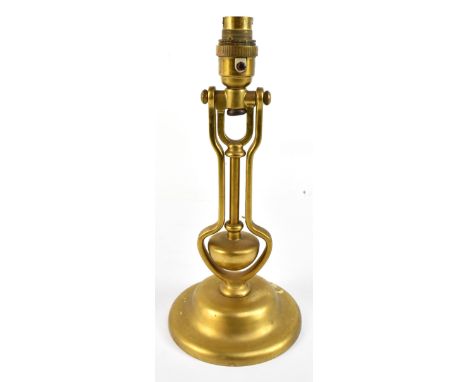 HARCOURTS; a ship's gimballed brass wall light, no.AP9009, with&nbsp;circular plate and weighted bob,&nbsp;height 30cm.Additi
