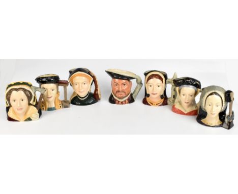 ROYAL DOULTON; a set of seven Henry VIII and his six wives character jugs, full size with printed marks to the bases (7).Addi