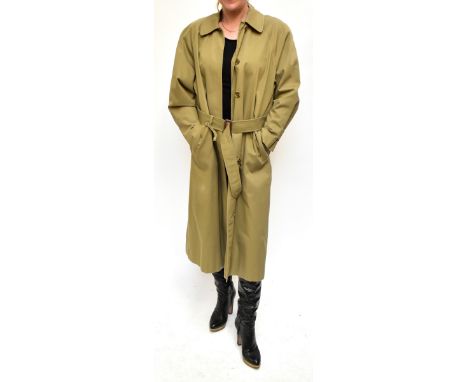 BURBERRY; a lady's vintage nova check and gabardine trenchcoat with belt, two side slip pockets buttoned, button detail to sl