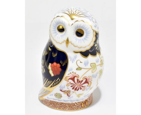 ROYAL CROWN DERBY; a 'Daybreak Owl' paperweight, first quality with gold stopper, printed marks to base.Additional Informatio