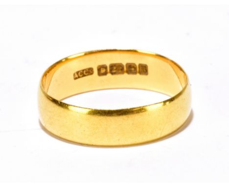 A 22ct yellow gold wedding band, size L 1/2, approx 3g.Additional InformationOf thin gauge, some light surface scratches thro
