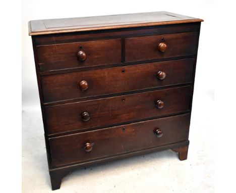 A 19th century mahogany chest of two short over three long drawers on bracket feet, height 122cm, width 118cm, depth 55cm.Add