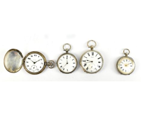 A&nbsp;hallmarked silver full hunter pocket watch, the enamelled dial signed Mura, with Arabic numerals and&nbsp;subsidiary&n