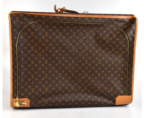 LOUIS VUITTON; a vintage monogram brown coated canvas leather and tan vachette leather Pullman travel suitcase, with original