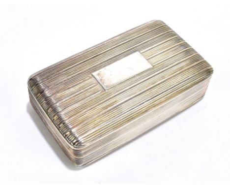 THOMAS SHAW; a George IV hallmarked silver snuff box of rectangular form with cast linear decorations surrounding a rectangul