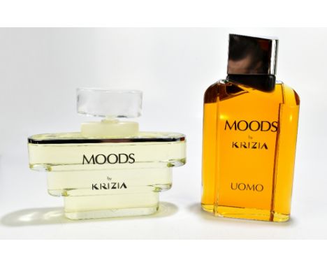 MOODS BY KRIZIA; a large vintage display dummy perfume bottle factice for men, height 11.5"/29cm, and a Moods by Krizia unusu