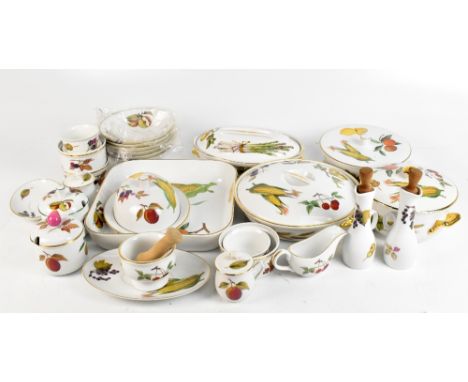 ROYAL WORCESTER; an extensive service decorated in Evesham pattern, various items to include tureens, storage containers, etc