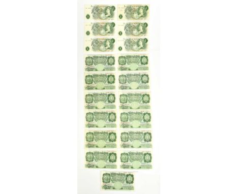 GREAT BRITAIN; nineteen Bank of England L. K. O'Brien £1 notes including S/N Y84K 003154, Y60K 362136, Y86K 390633, H92 10546