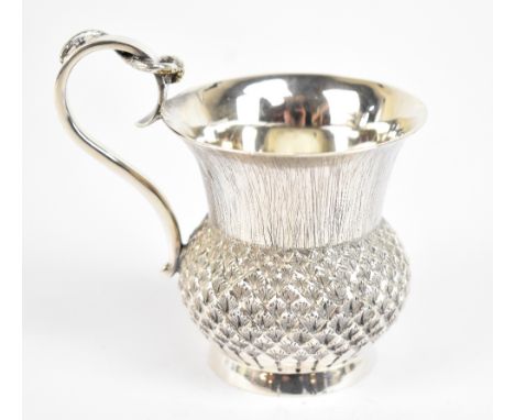 WILSON &amp; SHAW; an Edward VII hallmarked silver thistle cup with cast and chased decoration, Edinburgh 1904, approx weight