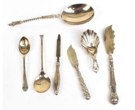 THOMAS BRADBURY &amp; SONS LTD; a George V hallmarked silver caddy spoon with pierced detail to the handle and open shell bow