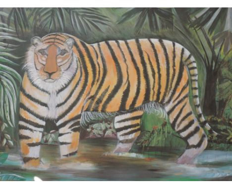 A print, after Lu Lu- Lulu Wong Taylor, Tiger in the Storm, signed, and num 78/850 and attributed verso, 40 x 55cm, plus fram