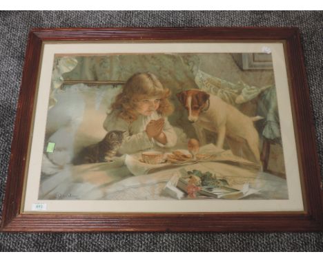 A print, after Burton Barber, wistful breakfast, dated 1894, 40 x 60cm, plus frame and glazed