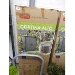 +VAT Boxed Keter Cortina Alto outdoor 2 door storage shed in black and grey finish