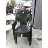 Set of 4 green plastic garden chairs