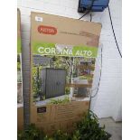 +VAT Boxed Keter Cortina Alto outdoor 2 door storage shed in black and grey finish