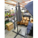 Charcoal grey wind up overhanging garden parasol (no winder)