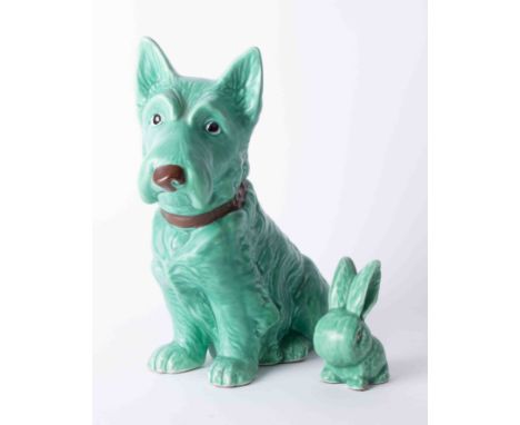 A large Sylvac terrier, model 1209, 29cm and a miniature bunny (chipped) (2).