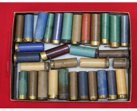 Approx 22 various pin-fire shotgun cartridges with approx 10 pin-fire unused cases, this item can only be purchased by someon