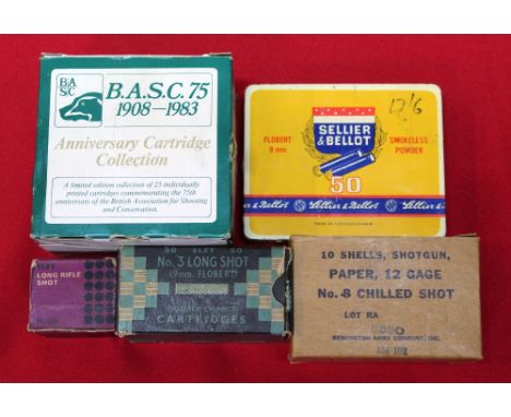 A mixed lot of shotgun cartridges including a box of B.A.S.C.75 (1908-1983) anniversary issue and a full box (50) Eley No.3 l