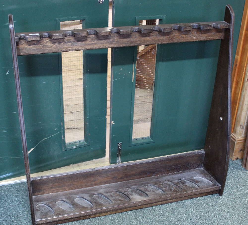 An Oak Bespoke Floor Standing Gun Rack To Hold Ten Long Arms