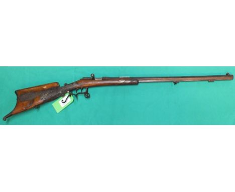 A German bolt action 'Schutzen' target rifle by W.Wiesecke Leipzig, the rifle is built on a 1871 Mauser bolt action and is ch