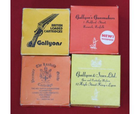 Three boxes of Gallyons cartridges with a box of 'The Laxfield', this item can only be purchased by someone with a current va
