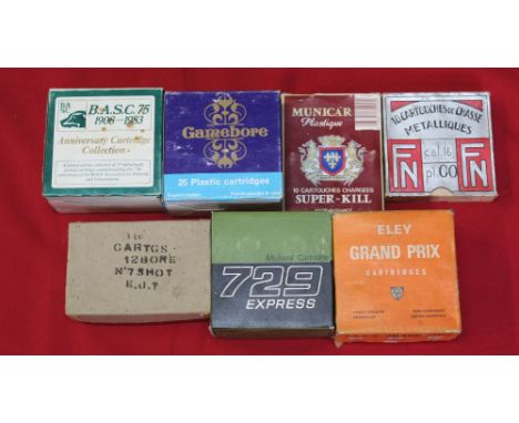 Seven boxes of various shotgun cartridges, this item can only be purchased by someone with a current valid shotgun certificat