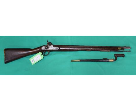 A good Lovells 1842 .65" bore Percussion carbine, lock dated 1847, walnut full stock stamped with broad arrow over over B.O. 