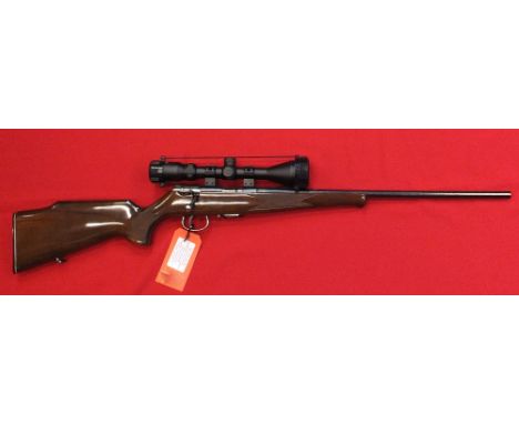 A .22 Magnum R/F bolt action rifle by Anschutz in very good condition complete with 3-9x50 Hawke scope, S/No.1384129, this it