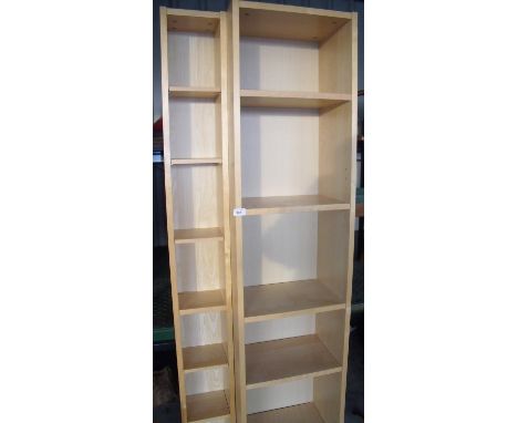 Two beech Ikea shelf units 