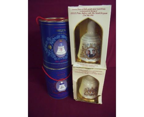 Four cased Bells Scotch Whiskey Commemorative Royal tankards including The Marriage of Prince Charles &amp; Lady Diana, The M