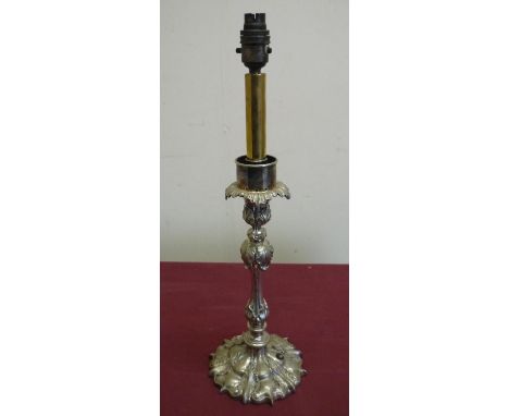 Quality heavy silver plated table lamp 