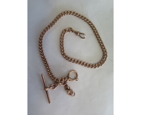 A 9ct yellow gold watch chain - 41cm long - approx 59 grams, clean condition, some usage wear 