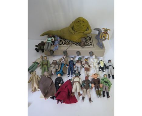 A Star Wars Jabba the Hutt figure playset, hookah pipe and other accessories together with 21, 1983 and later Star Wars actio