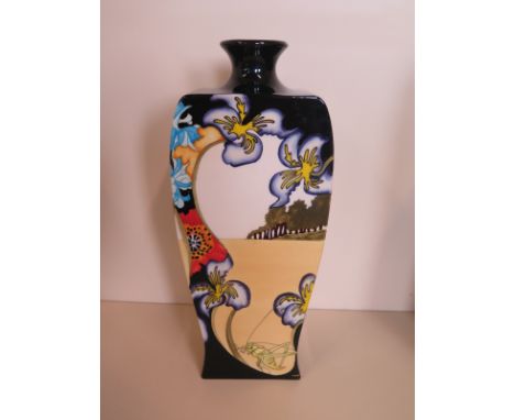 A Moorcroft designer trial vase - Black Ryden by Kerry Goodwin - 4-11-04 - 31cm tall - good condition, boxed 