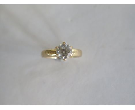 A good 18ct yellow gold solitaire diamond ring, brilliant cut approx 1.10ct - ring size J/K approx 4.3 grams - marked 750 dia