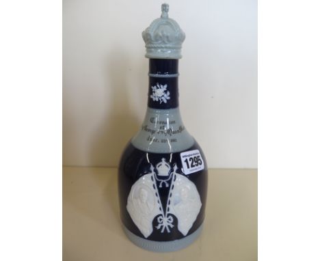 A commemoratives Spode decanter made for the coronation of King George V and Queen Mary dated June 22, 1911, with stopper, ap